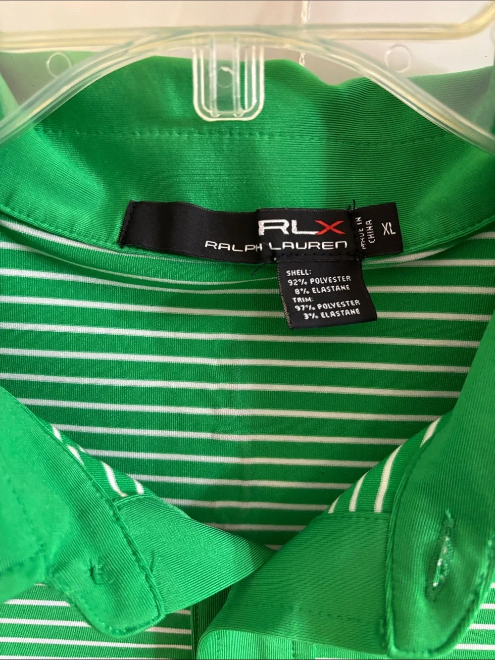 Ralph Lauren Green and White Striped Polo